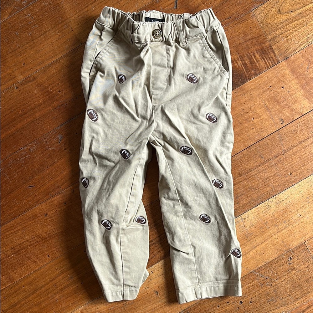 Kids Tan Football Print Pants - 2T